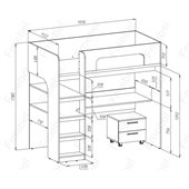 Кровать-чердак со столом Сицилия Fmebel 90x200