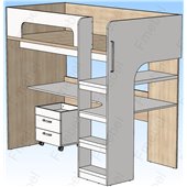 Кровать-чердак со столом Касабланка Fmebel 90x200