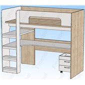 Кровать-чердак со столом Касабланка Fmebel 90x200