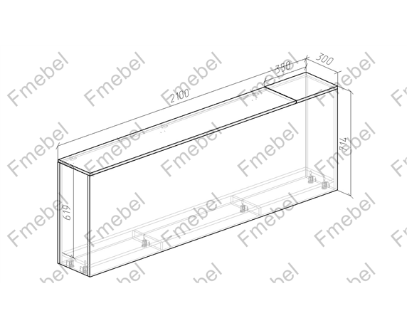 Тумба для белья 2000 мм (схема) Fmebel стандарт