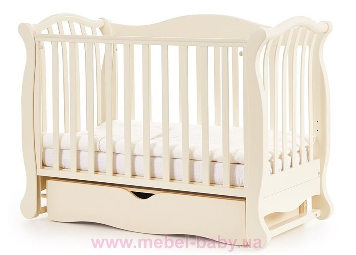 Кроватка с ящиком и маятниковым механизмом Соня ЛД19 ЕС Верес 60х120 Слоновая кость