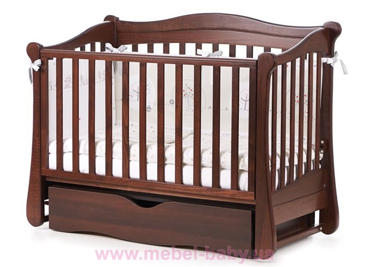 Кроватка с ящиком и маятниковым механизмом Соня ЛД18 ЕС Верес 60х120 Орех