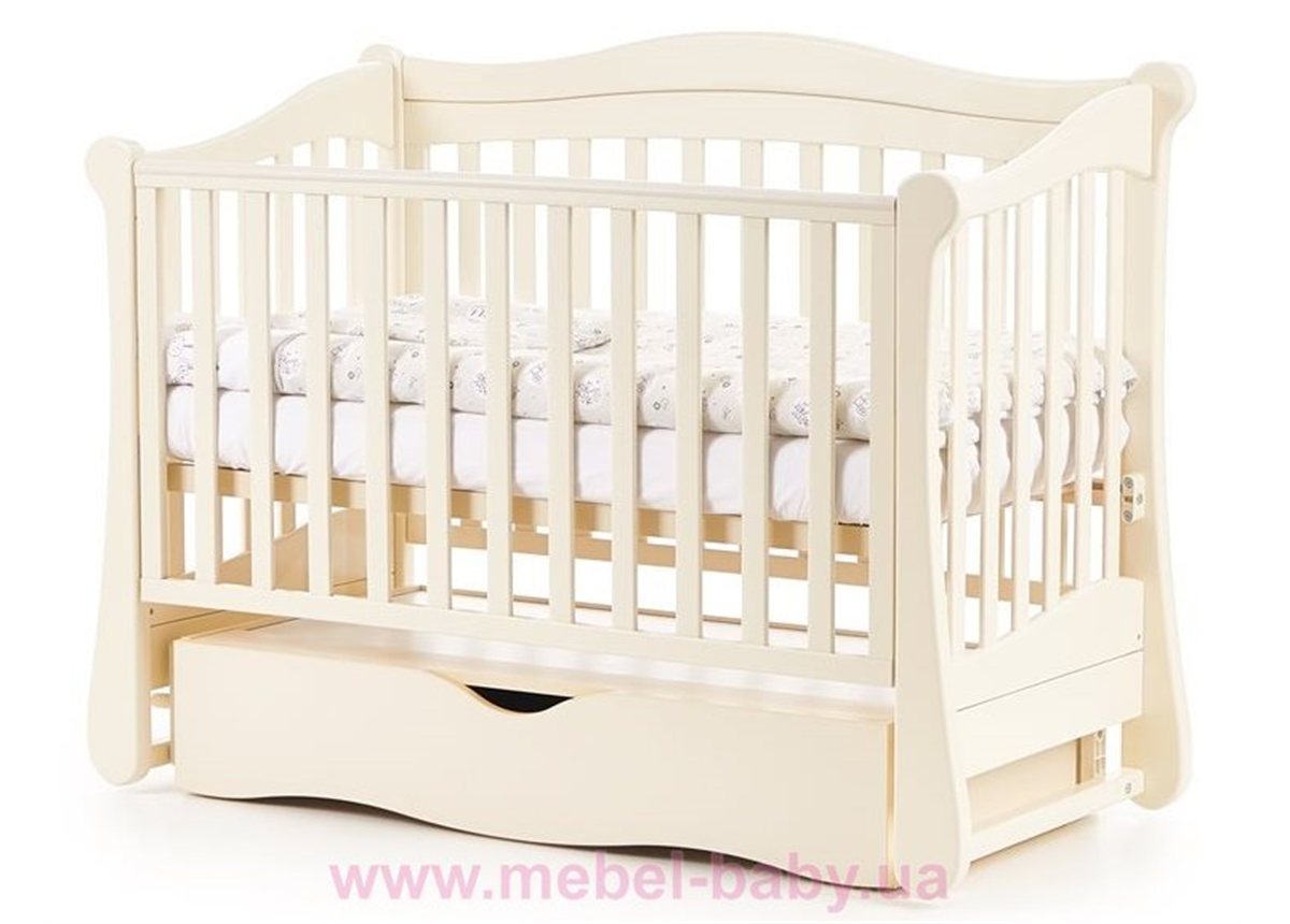 Кроватка с ящиком и маятниковым механизмом Соня ЛД18 ЕС Верес 60х120 Слоновая кость