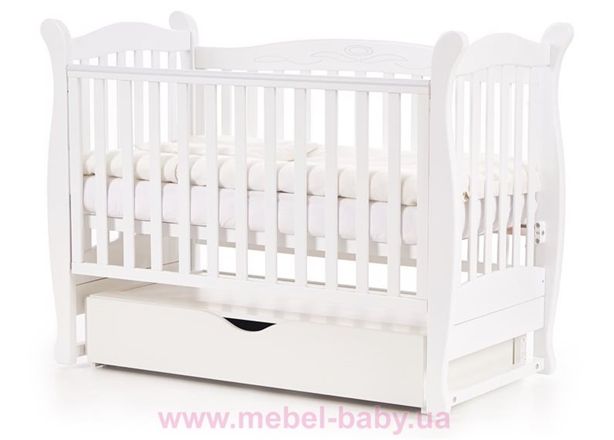 Кроватка с ящиком и маятниковым механизмом Соня ЛД15 Верес 60х120 Белый