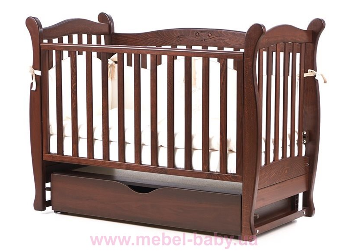 Кроватка с ящиком и маятниковым механизмом Соня ЛД15 Верес 60х120 Орех