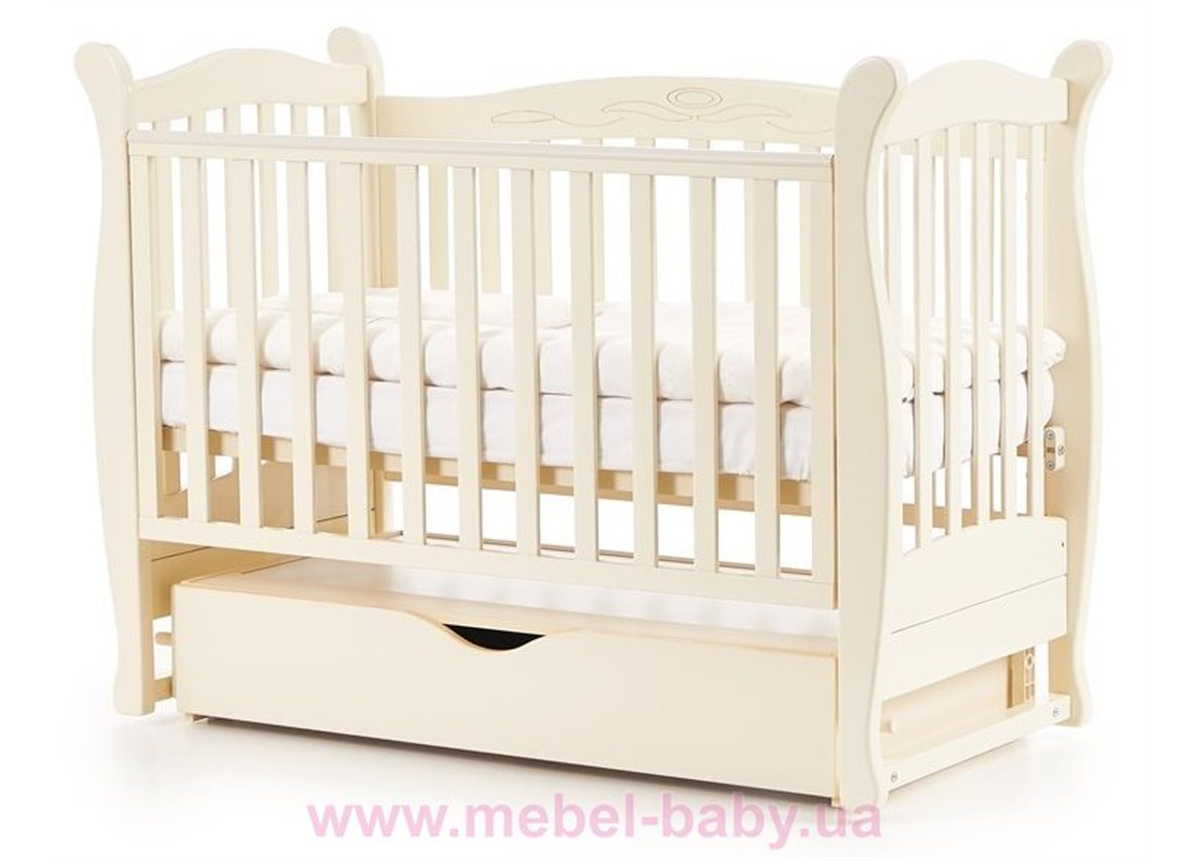 Кроватка с ящиком и маятниковым механизмом Соня ЛД15 Верес 60х120 Слоновая кость