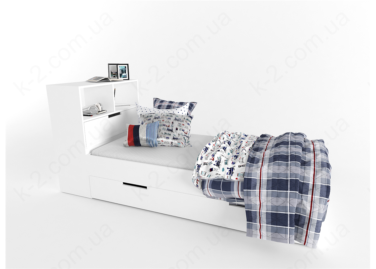 32/34 Кровать с низкой тумбой для белья 90х190 К-2 стандарт