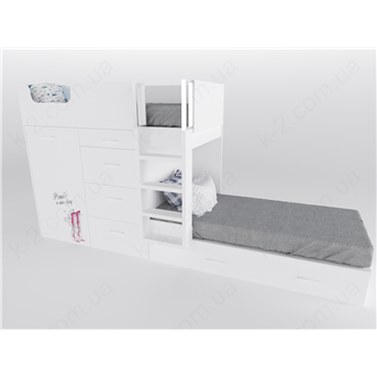 52 Кровать двухъярусная с лестницей 90х200 серия Beauty К-2 стандарт