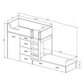 52 Кровать двухъярусная с лестницей 90х200 серия Dakar К-2 стандарт