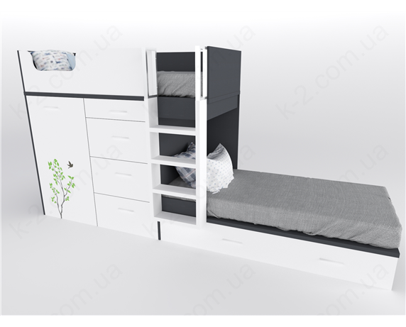 52 Кровать двухъярусная с лестницей 90х200 серия Forest К-2 стандарт
