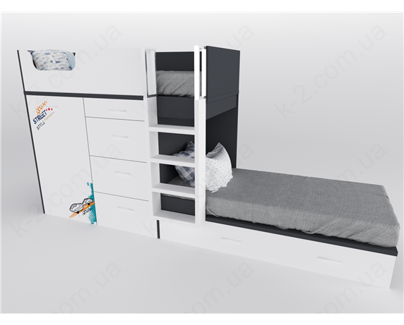 52 Кровать двухъярусная с лестницей 90х200 серия Urban К-2 стандарт
