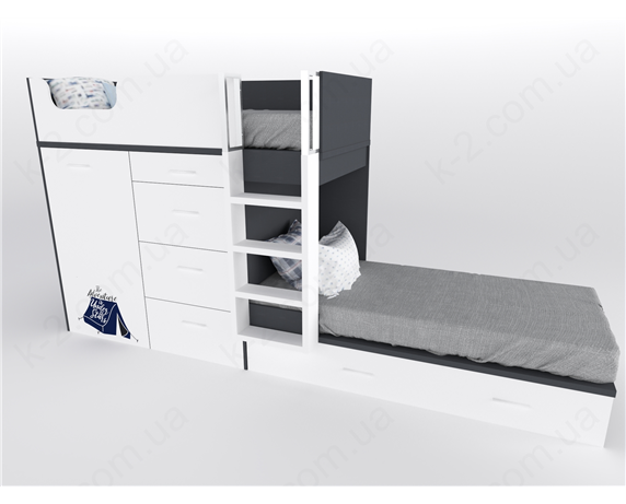 52 Кровать двухъярусная с лестницей 90х200 серия Voyage К-2 стандарт