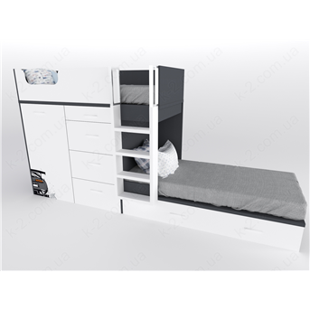 52 Кровать двухъярусная с лестницей 90х200 серия Xracer К-2 элит