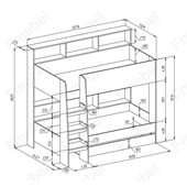 Двухъярусная кровать с полками Толедо Fmebel 90x200