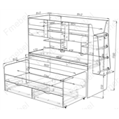 Кровать-чердак со столом Дортмунд Fmebel