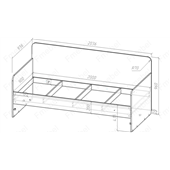 Диван с твердым изголовьем  и ламельным основанием 90*200 (схема) Fmebel стандарт