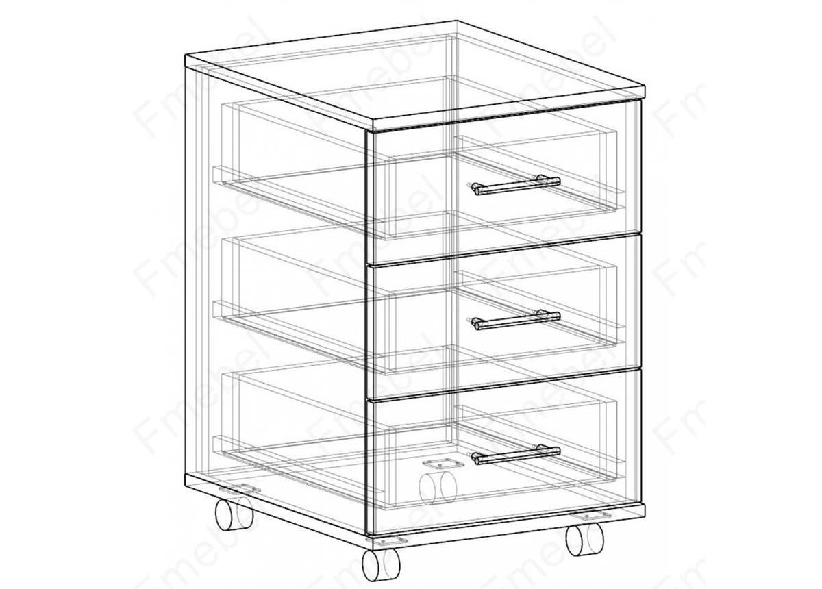 Тумба с 3мя ящиками мобильная (схема) Fmebel стандарт