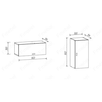 Шкаф навесной горизонтальный свободной длины (схема) 3 Fmebel стандарт