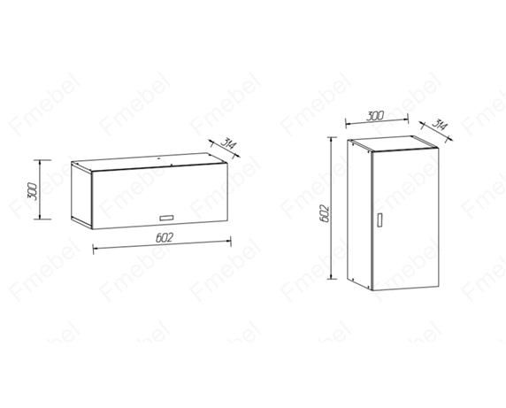 Шкаф навесной горизонтальный свободной длины (схема) 3 Fmebel стандарт