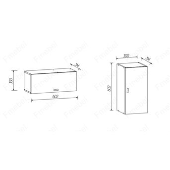 Шкаф навесной горизонтальный свободной длины (схема) 3 Fmebel люкс