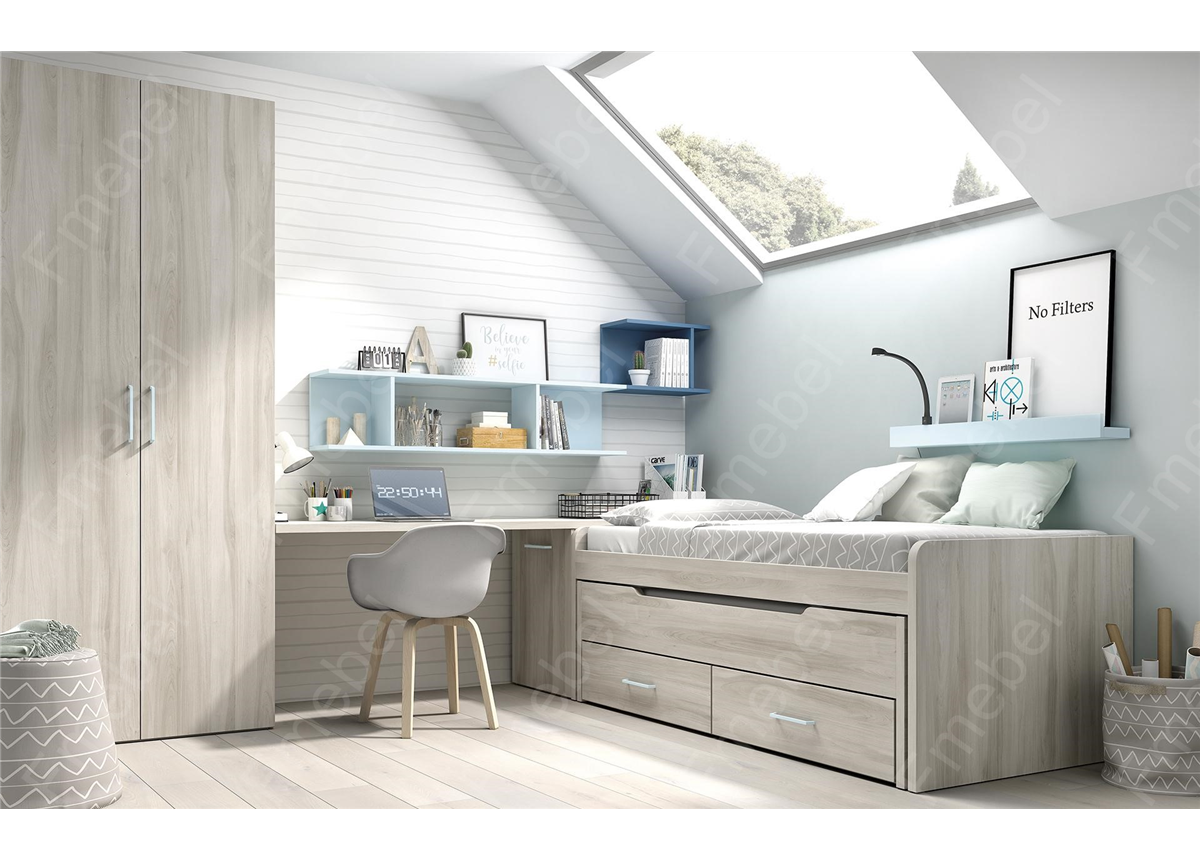 Кровать с дополнительным спальным местом и 3 ящиками (схема) Fmebel стандарт