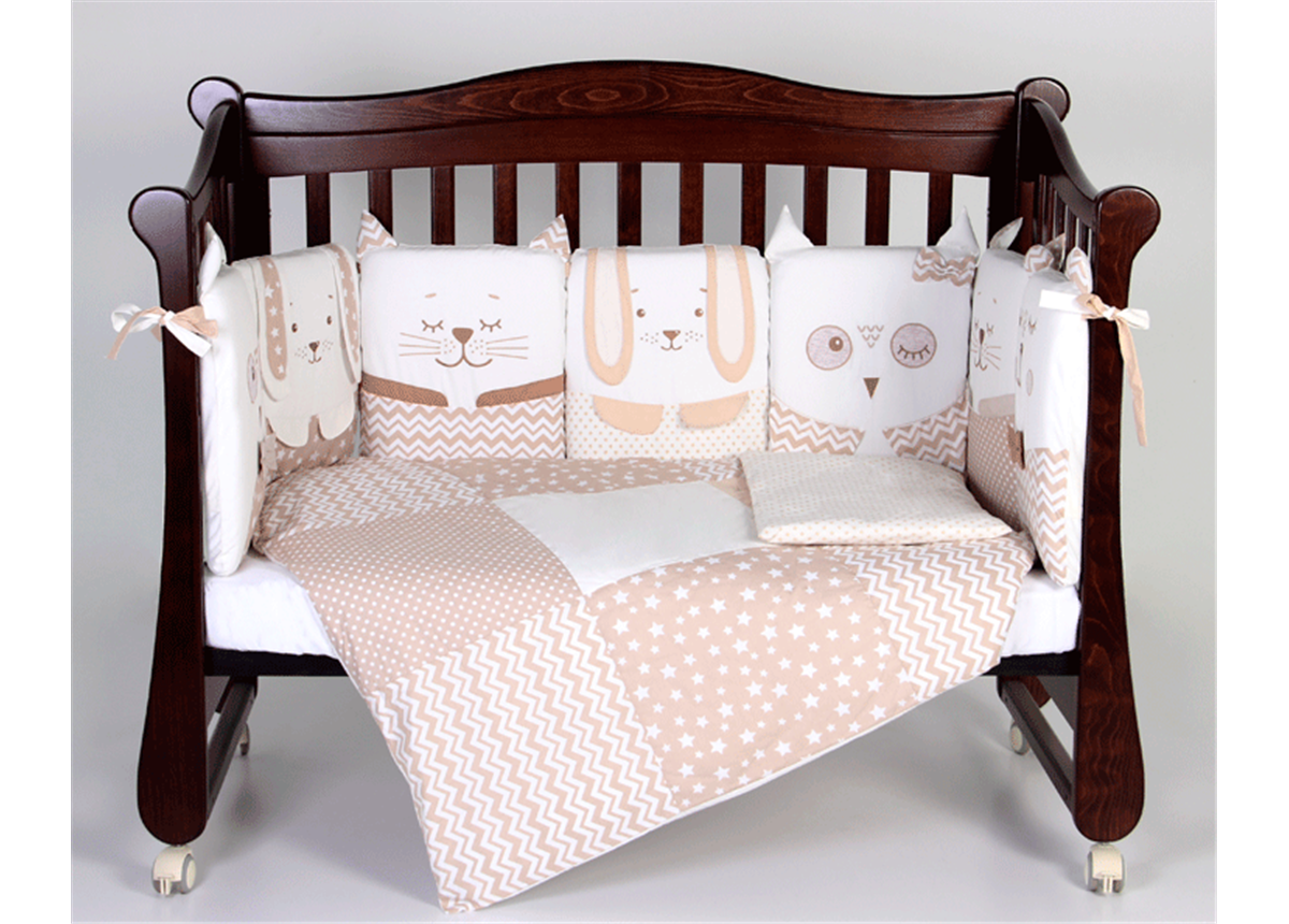 Распродажа Постельный комплект Smiling animals Бежевый (6 предметов) Veres