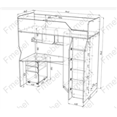 Кровать-чердак со столом Антверпен Fmebel