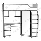 Кровать-чердак со столом Антверпен Fmebel