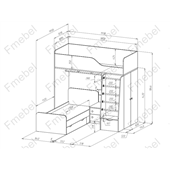 Кровать-чердак двухместная Монреаль Fmebel 