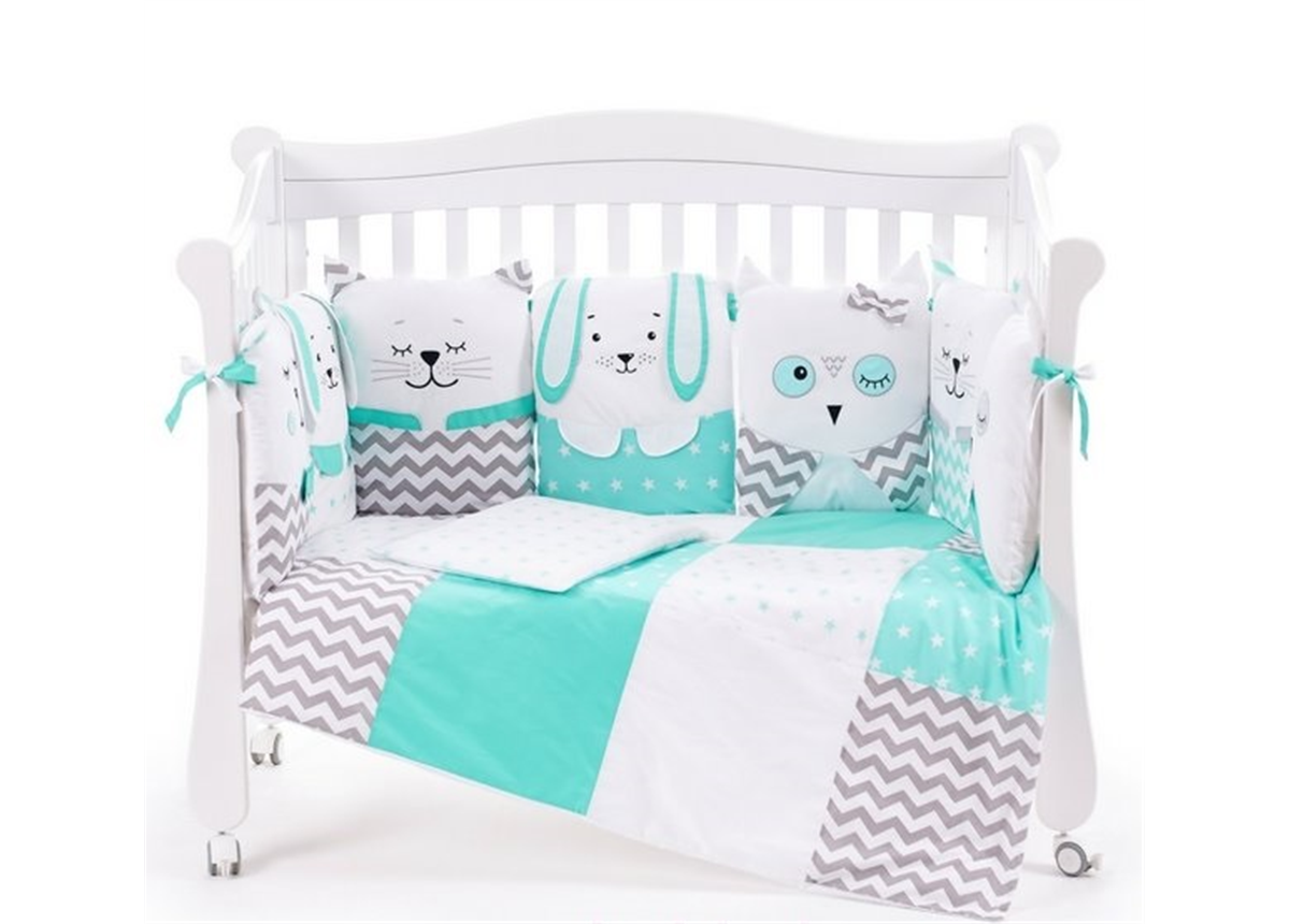 Распродажа Постельный комплект Veres Smiling animals Мятный (6 предметов) Veres