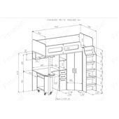 Кровать-чердак со столом Токио Fmebel 