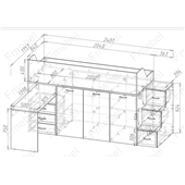 Кровать-чердак со столом Висбаден Fmebel