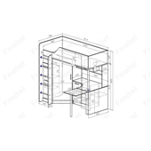 Кровать-чердак со столом Кейптаун Fmebel 