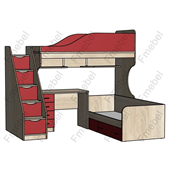 Кровать-чердак для двоих детей со столом Дейтон  Fmebel 80x190