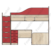 Кровать-чердак для двоих детей со столом Дейтон  Fmebel 80x190