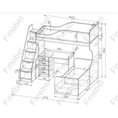 Кровать-чердак для двоих детей со столом Дейтон  Fmebel 80x190