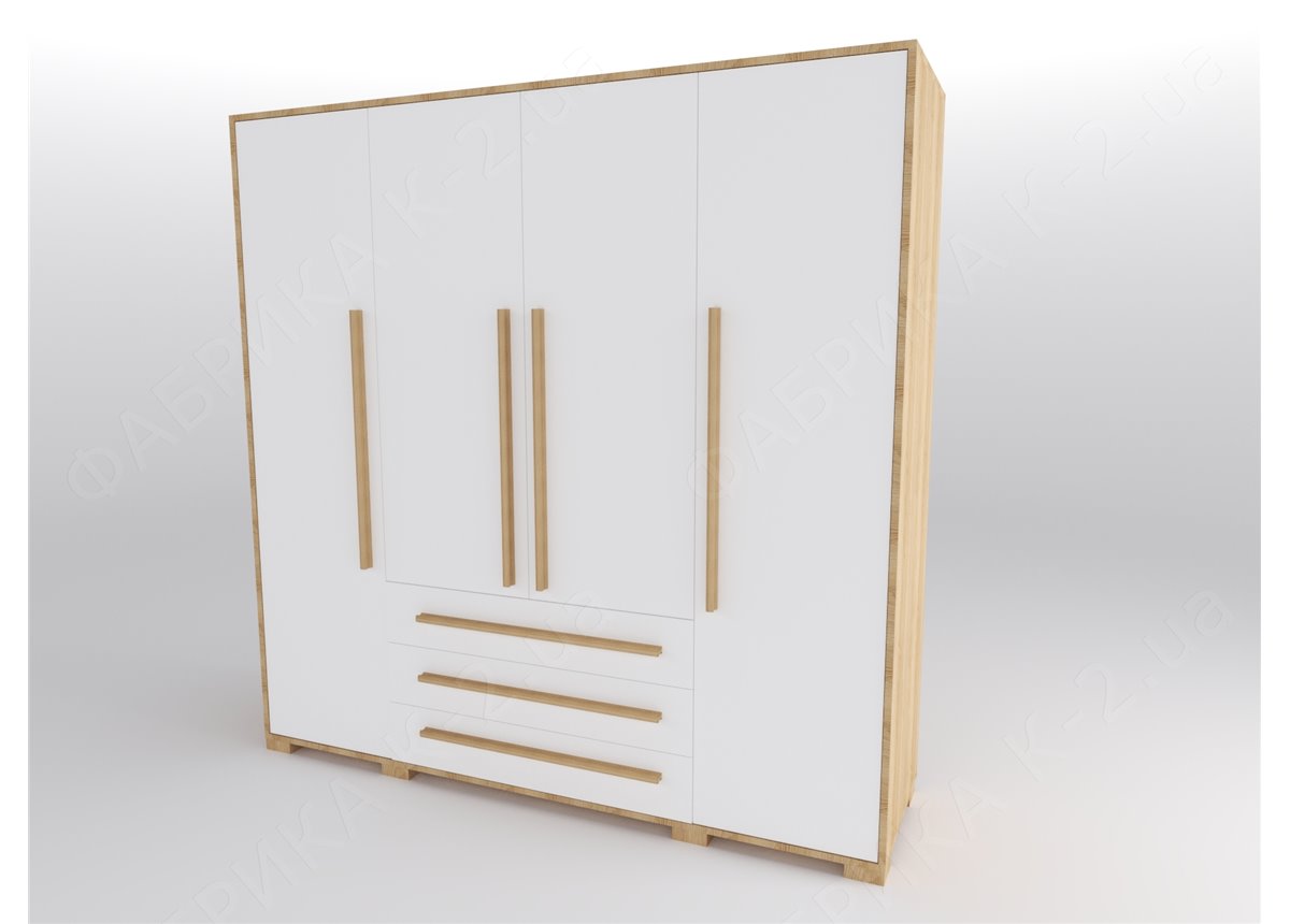 46 Шкаф четырехдверный 200 серия Nature White К-2 стандарт