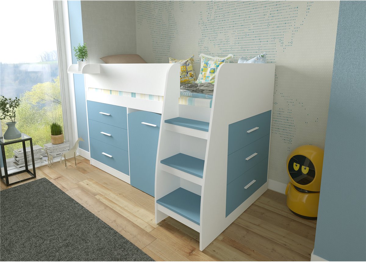 Кровать-чердак со столом Аляска-2 Fmebel 80х190