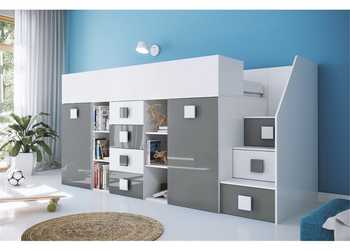 Кровать-чердак со шкафом Висконсин Fmebel 90x200