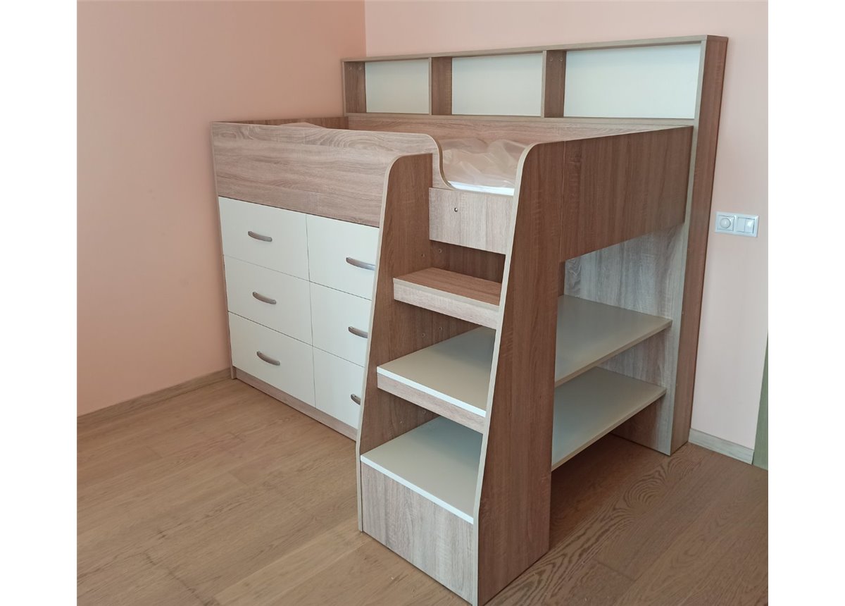 Кровать-чердак со шкафом Иллинойс Fmebel 80x190