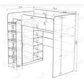 Кровать-чердак со столом Юрмала Fmebel 