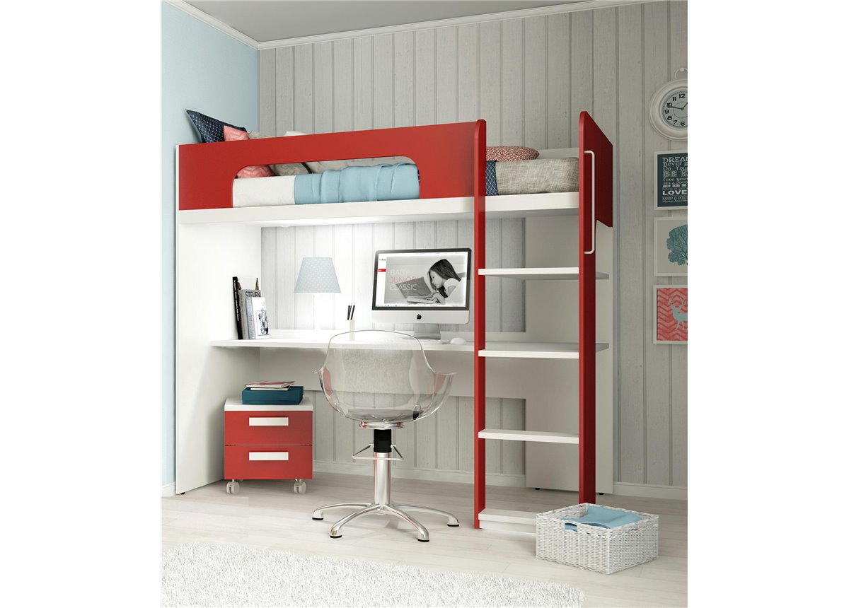 Кровать-чердак со столом Сицилия Fmebel 90x200