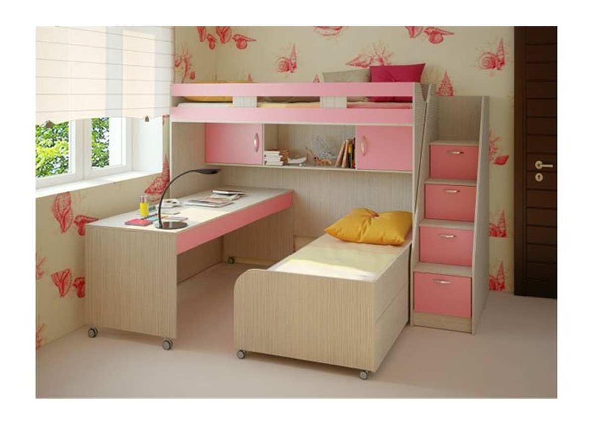 Кровать-чердак со столом Квинсленд Fmebel 80x190
