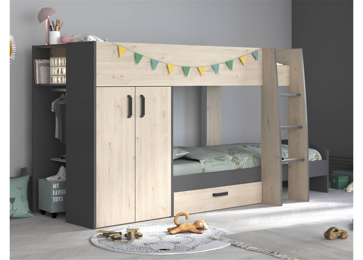 Двухъярусная кровать со шкафом Самарканд Fmebel 90x200