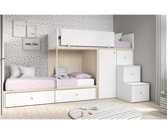 Двухъярусная кровать со шкафом Вестланд Fmebel 90x200
