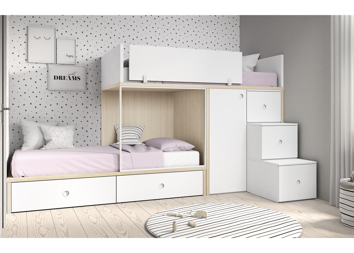 Двухъярусная кровать со шкафом Вестланд Fmebel 90x200