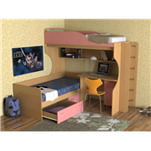 Кровать-чердак со столом Порту Fmebel 80x190