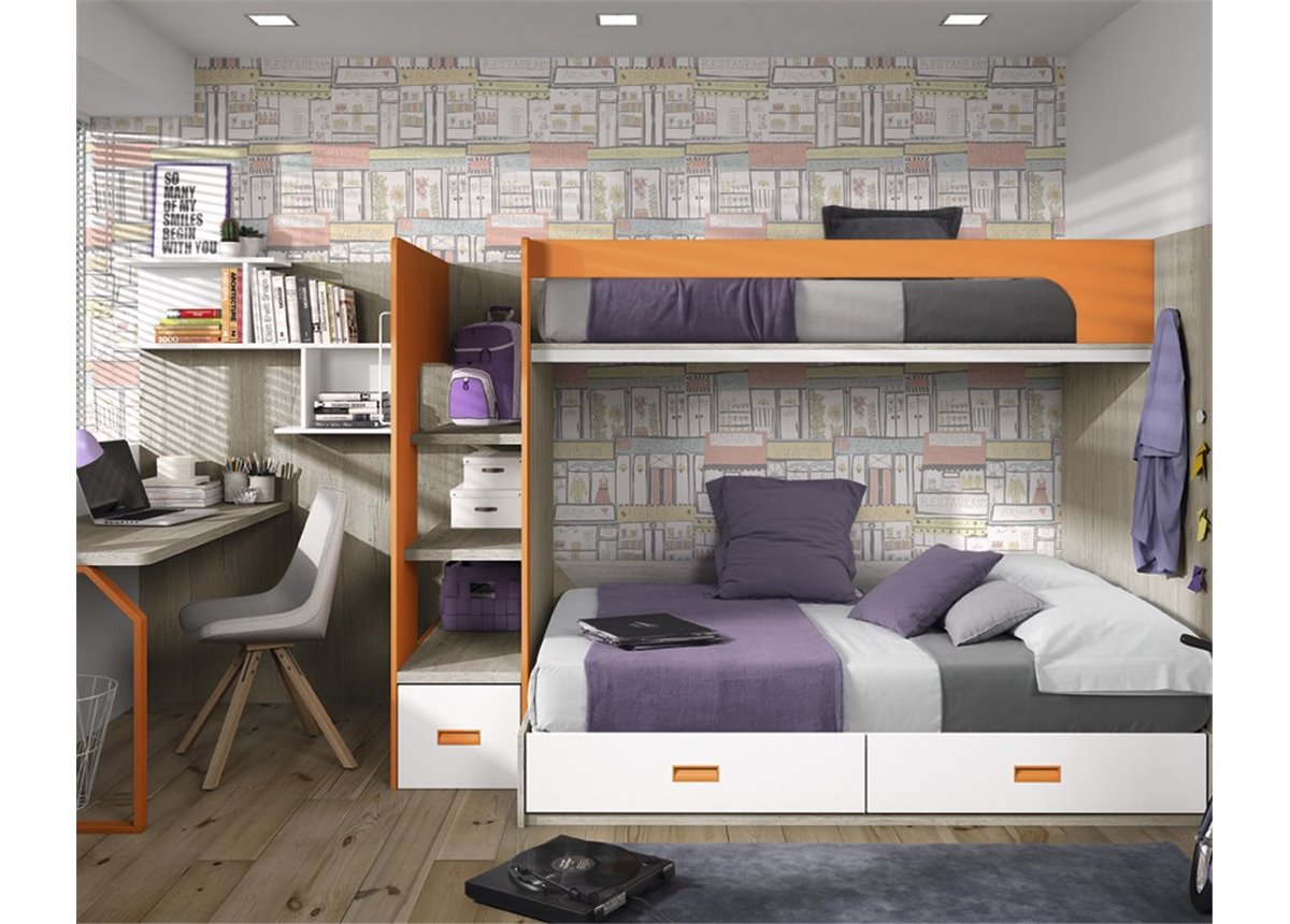 Двоярусне ліжко з широким нижнім спальним місцем для дорослих Аргентина Fmebel 140x200, 160x200