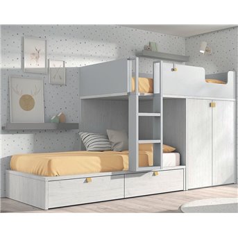 Двухъярусная кровать со шкафом Акапулько Fmebel 90x200