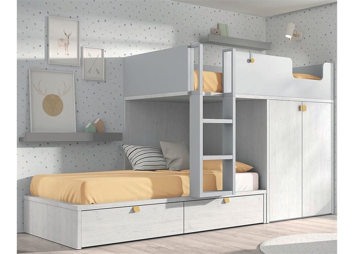 Двухъярусная кровать со шкафом Акапулько Fmebel 90x200